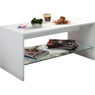 ebuy24 Tavolino in legno vcm Divano con spazio di archiviazione sufficiente Dimensioni ca. a. 40 x l. 90 x p. 40 cm Tavolo soggiorno - Wisal (Bianco)