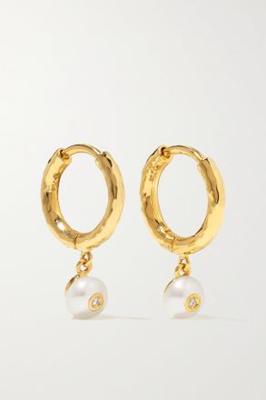 Octavia Elizabeth + Net Sustain Orecchini A Cerchio In Oro 18 Carati Riciclato Con Perle E Diamanti Micro Gabby