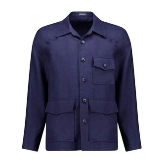 Autore Fiennes Jas - Heren - Jassen - Blauw - Maat: 2XL Linnen