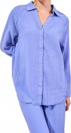 Tribal Crinkle Gauze Button Shirt In Baja Blue