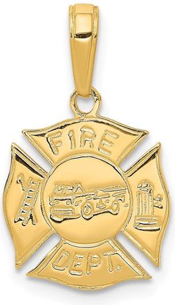 Diamond2Deal 10k Yellow Gold Fire Dept Shield Pendant