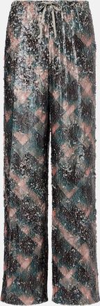Dries Van Noten Pantaloni a palazzo con paillettes a quadri