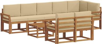 vidaXL Conjunto De Sof&aacute;s De Exterior 9 Uds. Natural Y Beige Vidaxl