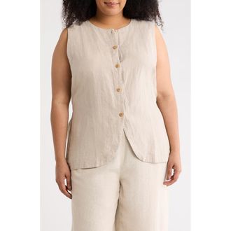 Eileen Fisher Long Linen Vest in Undyed Natural at Nordstrom Rack, Size 1 X