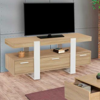 IDMarket Idmarket - Mueble Tv Phoenix Con Cajones De Madera Y Blanco 116 Cm