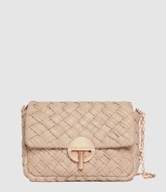 Vanessa Bruno Moyen Sac Moon Cuir Tress&eacute; Beige