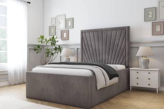 Comfort Beds Kensington Naples Bed Frame - 50 Upholstered Headboard in Grey | Size: Super King