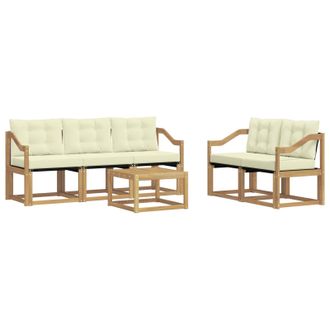 vidaXL Conjunto De Sof&aacute;s De Exterior Con Coj&iacute;n 6 Pcs Blanco Y Crema Vidaxl