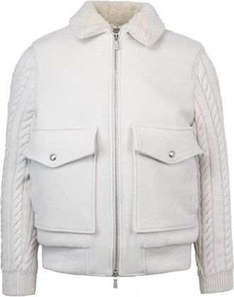 Eleventy Jacket With Knit Inserts - Beige