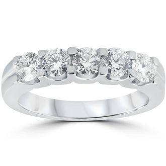 Pompeii3 1ct Diamond Wedding Ring Anniversary Stackable Band 14K White Gold Size Selectable