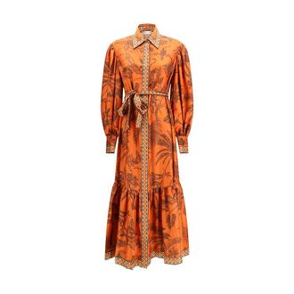 Alemais Orange Silk Casual Womens Dress
