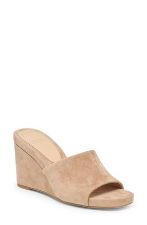 Dolce Vita Holta Wedge Sandal in Camel Suede at Nordstrom, Size 5.5