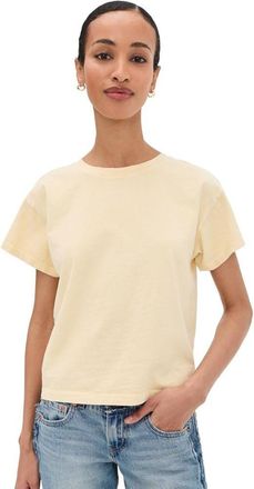 Rag & Bone Womens Kelly Distressed Washed Boxy Tee, Butter