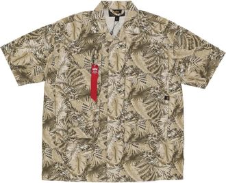 Alpha Industries Sand Camo Safari Shirt Korte Mouw - Heren - Korte mouwen Overhemden - Beige - L - Katoen - Overhemden