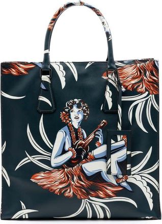 Prada Pre-owned Prada Saffiano Hawaiian Print Tote Ladies 0LKSUQQV2RY5VOCC