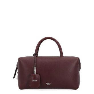 Max Mara Handbags, female, Red, Size: ONE SIZE Bordeaux Leather Handbag with Zip Closure