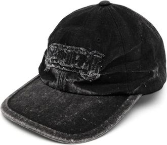 Juun.J Cappello da baseball denim con ricamo - Nero