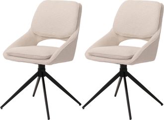 Hhg Hhg - Nunca Usado] Juego De 2 Sillas De Comedor 612, Silla De Cocina, Giratoria Con Retorno Autom&aacute;tico, Tejido Boucl&eacute; (540 G/m&sup2;) &Ouml;ko-tex, Crema