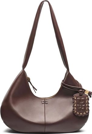 Ganni medium logo-debossed shoulder bag - women - Cotton/Polyurethane/Polyester/Recycled Leather/Recycled Cotton - One Size - Brown