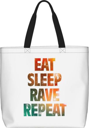 Generic Women Handbag Eat Sleep Rave Repeat Women Beach Bag Large Capacity Casual Crossbody Bags, For Wedding, Holiday, Gym, Graduation, School
