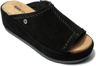 Minnetonka Paislee Wedge Sandal in Black at Nordstrom, Size 10