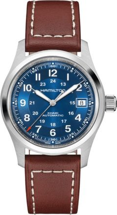 Hamilton Khaki Field Auto 38MM Blue Dial Leather Strap Mens Watch H70455540