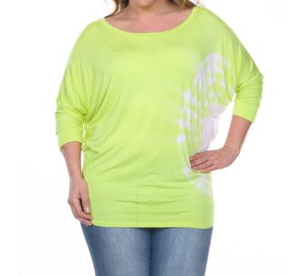 White Mark Tie Dye Tunic Top - Plus In Lime Green