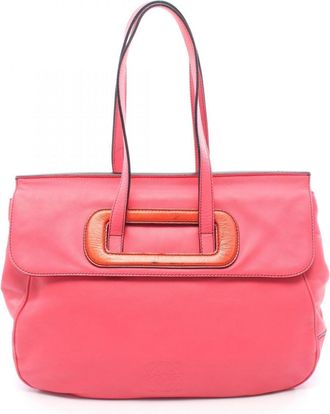 Loewe Pink Red Color Leather Tote Bag (Pre-Owned)