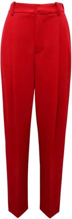 Elisabetta Franchi Crepe Stretch Broeken - Dames - Wijde Broeken - Rood - M - Polyester - Broeken