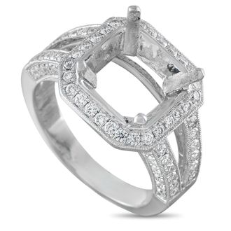 Luxury Bazaar 14K White Gold 0.52ct Diamond Cushion Halo Mounting Ring MF13-082026