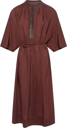 Yves Salomon Abito midi con cintura - Marrone