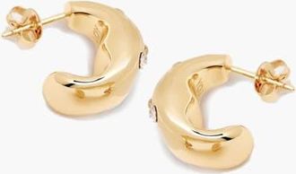 Yoj Remeni Crystal Chubby Hoop Earrings in Gold at Nordstrom