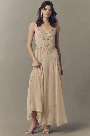 Rixo Silvanna Scoop-Neck Beaded Maxi Dress