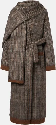 Brunello Cucinelli Checked mohair and wool-blend wrap coat