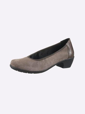 Casual Looks Pumps CASUAL LOOKS, Damen, Gr. 37, grau (taupe), Glattleder, Nubukleder, Rindsleder, Schuhe Pumps