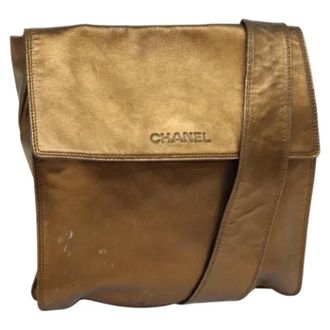 Chanel Pre-owned Vintage Leren Crossbodytas - Dames - Pre-owned - Geel - Maat: ONE Size Leer