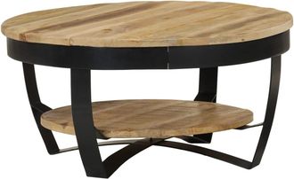 vidaXL Mesa De Centro De Madera De Mango Rugosa 65x32 Cm Vidaxl