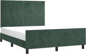 vidaXL Vidaxl - Estructura Cama Sin Colch&oacute;n Terciopelo Verde Oscuro 140x190 Cm