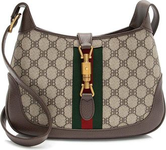 Gucci Brown Bb Supreme Canvas X Balenciaga The Hacker Project Jackie Small Shoulder Bag (Authentic Pre-Loved)