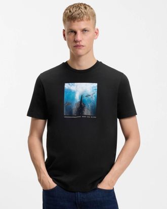 Boss Orange by Hugo Boss Mens Te Creature T-Shirt in Black Cotton - Size X-Large