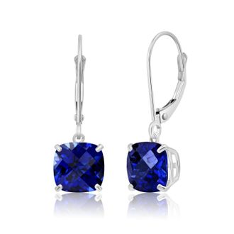 MAX + STONE 14k Solid White Gold Gemstone Dangle Leverback Earrings (8mm)