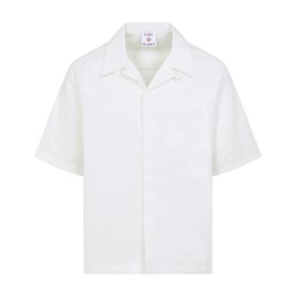 Casablanca Short Sleeve Shirts, male, White, Size: XL Monogram Short Sleeve Shirt