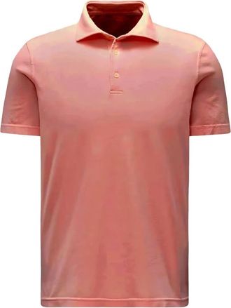 Fedeli Organische Giza korte mouw polo roze - Heren - Polos - Rood - M - Katoen - Tops
