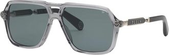 Philipp Plein Spp 227 Zonnebril - Heren - Zonnebrillen - Grijs - 61 MM - Accessoires