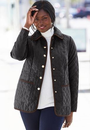 Jessica London Snap-Front Quilted Coat in Cognac at Nordstrom, Size 26