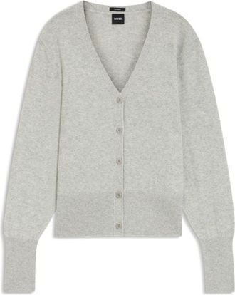 BOSS Ribbed-trim cardigan in cashmere
