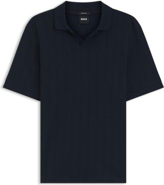 BOSS Cotton-jacquard polo shirt with Johnny collar