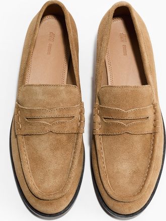 H&M Loafer aus Veloursleder - Beige