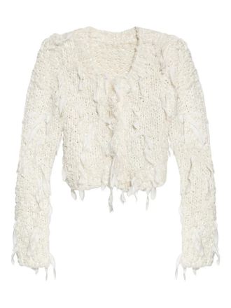 LoveShackFancy frayed cardigan - White
