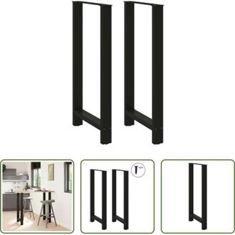 vidaXL Gambe in acciaio - Gambe per tavolo da bar nere 2 pz 60x(110-111) cm in acciaio